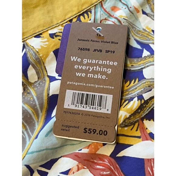 Patagonia Wavefarer Boardshorts Jurassic Ferns Violet Blue 5" Size 12 - Picture 4 of 4